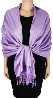 Double Layer Hues of Purple Jacquard Paisley Pashmina Feel Shawl