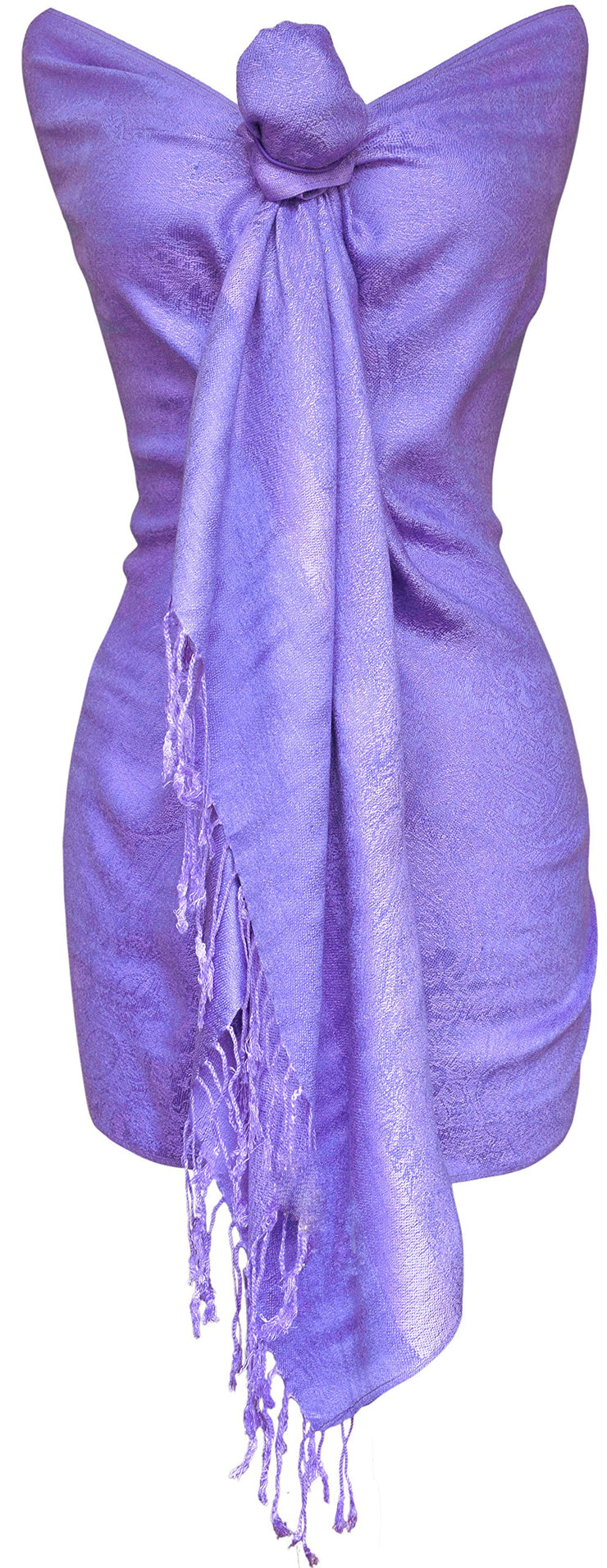 Double Layer Hues of Purple Jacquard Paisley Pashmina Feel Shawl