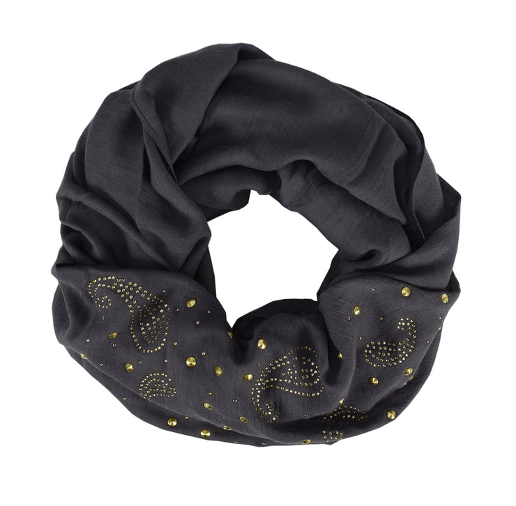 Vintage Embellished Paisley Sequin Infinity Scarf Circle Loop