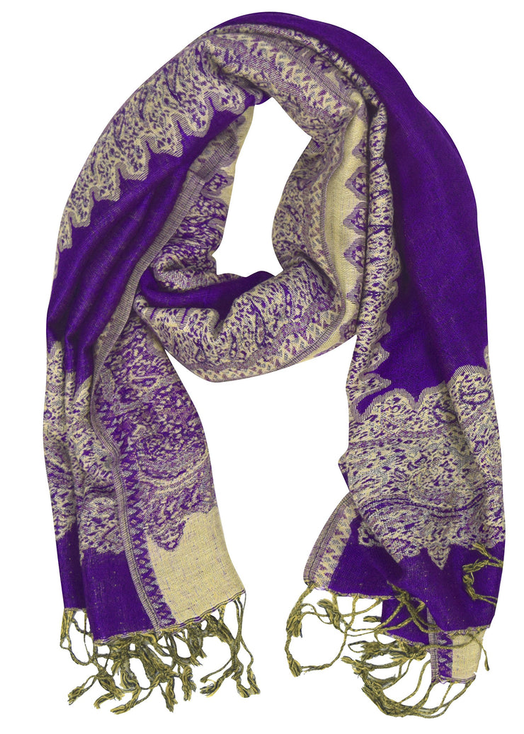 Silky Soft Reversible Paisley Pashmina Braided Fringe