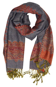 Silky Soft Reversible Paisley Pashmina Braided Fringe