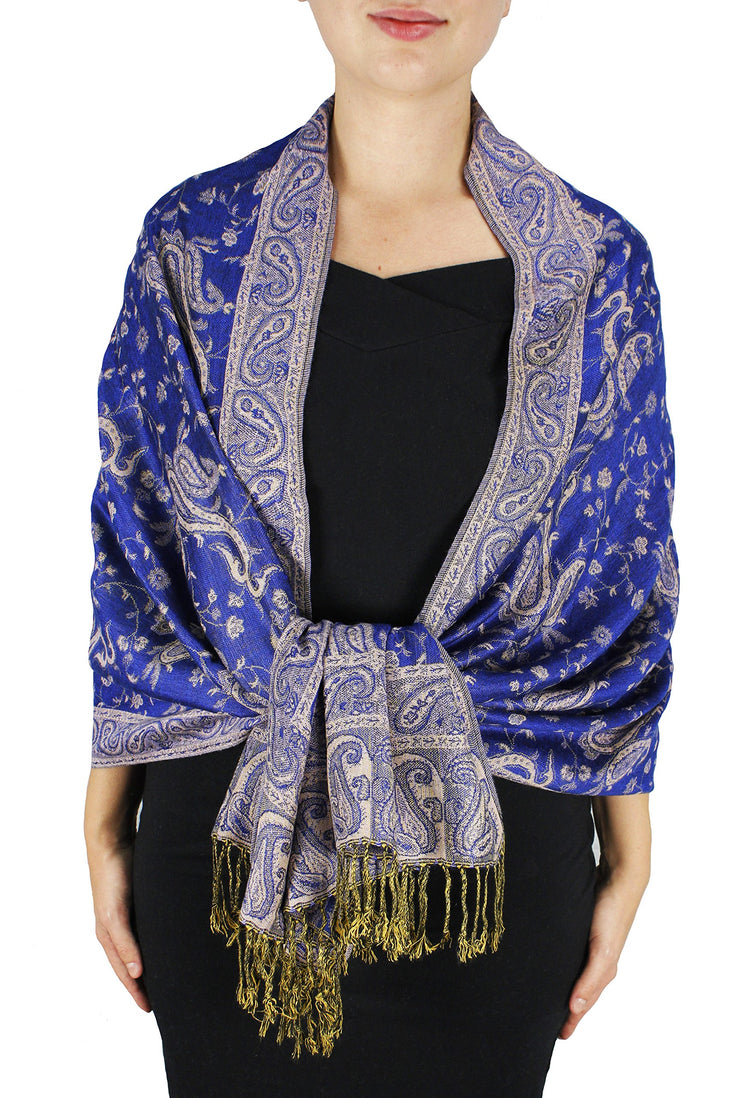 veritasfinancialgrp Elegant Double Layer Reversible Paisley Pashmina Shawl Wrap Scarf