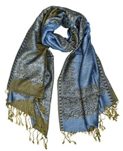 Ravishing Reversible Jacquard Paisley Pashmina Shawl Wrap for Women