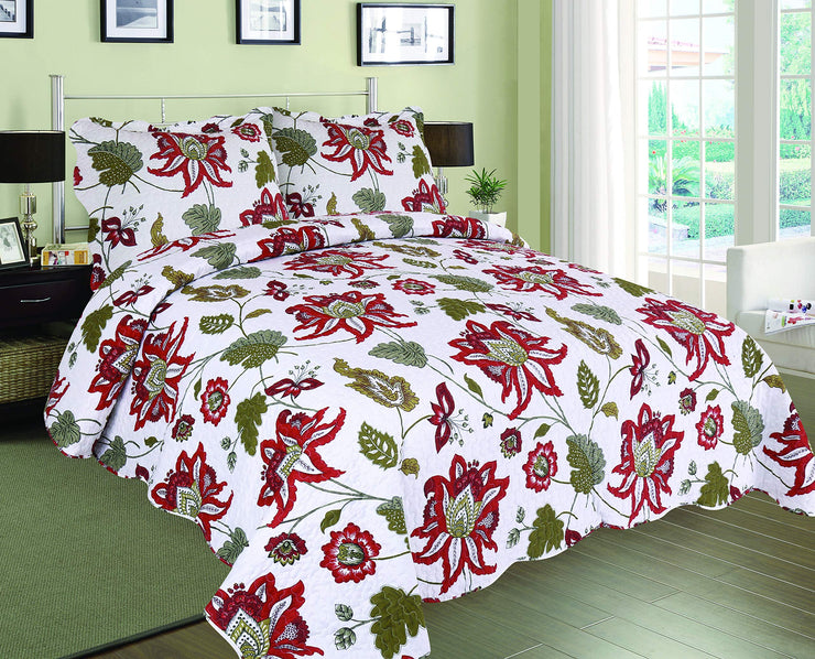 Quilt Set Coverlet Floral Pattern 100% Cotton Quilt King or Queen