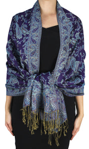 veritasfinancialgrp Elegant Double Layer Reversible Paisley Pashmina Shawl Wrap Scarf