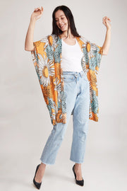 "Kimora" Sunflower Print Long Cover-Up