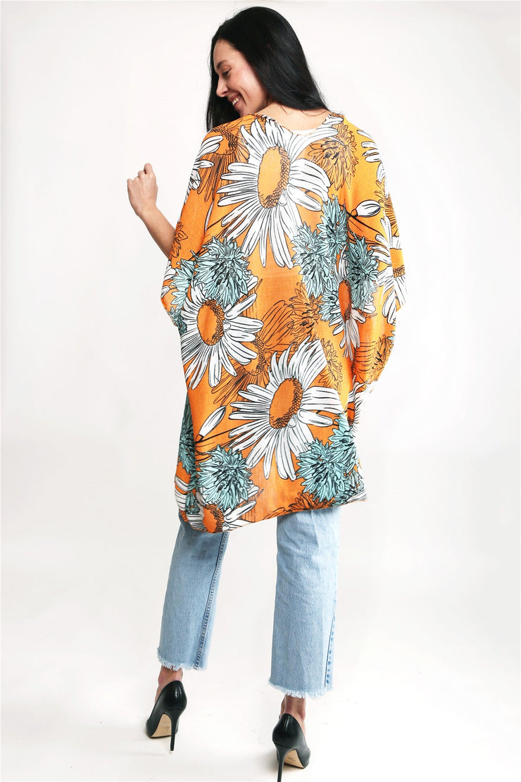 "Kimora" Sunflower Print Long Cover-Up