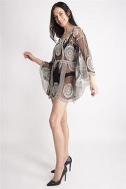 "Charlotte" Circular Pattern Short Lace Cover-Up W/ Tasseled Tie-Knot