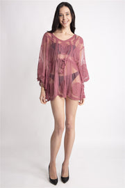 "Charlotte" Circular Pattern Short Lace Cover-Up W/ Tasseled Tie-Knot