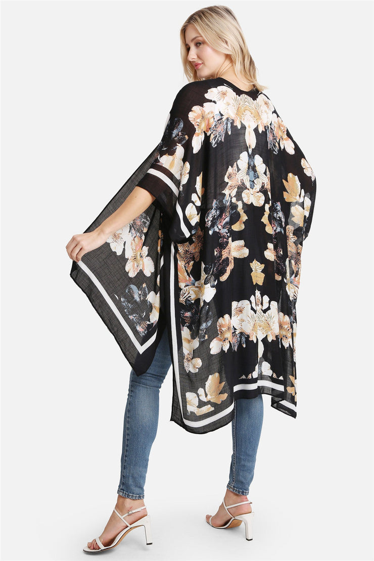 "Vera" Floral Print Long Kimono