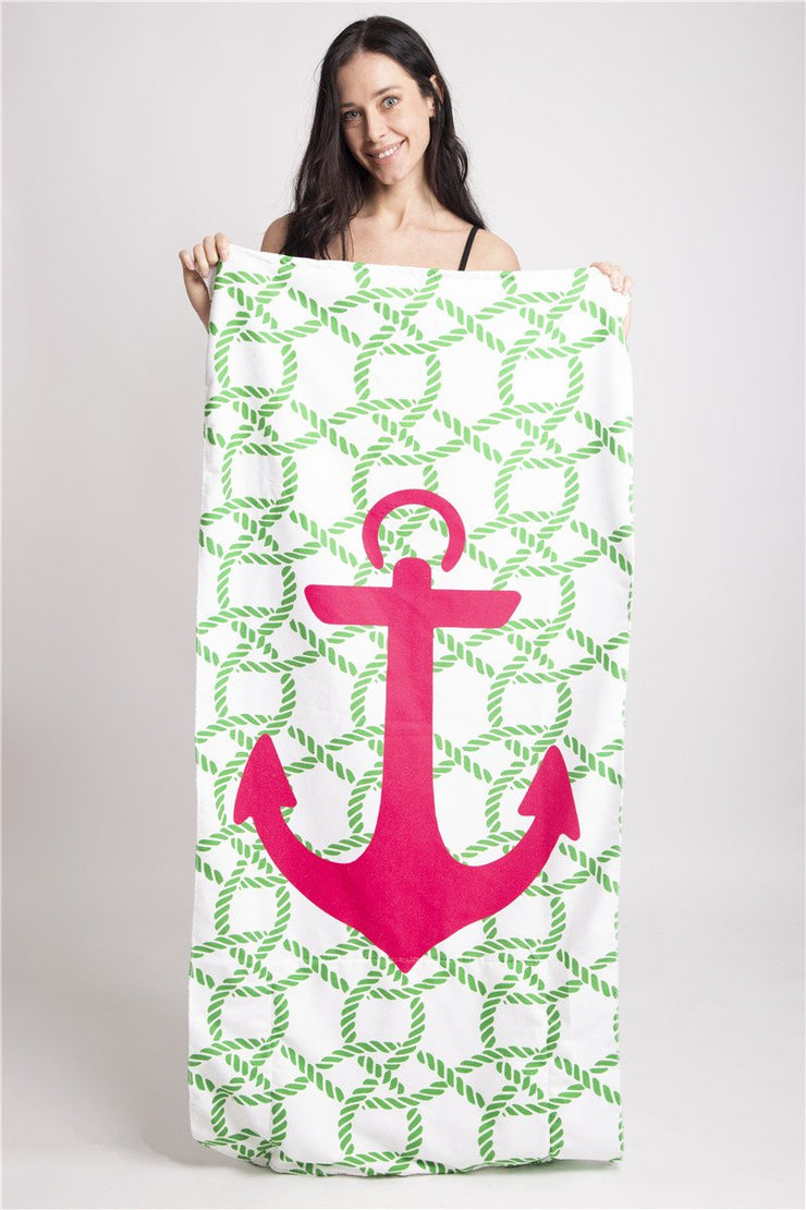 "Lets Anchor Down" Convertible Beach Towel + Tote Bag