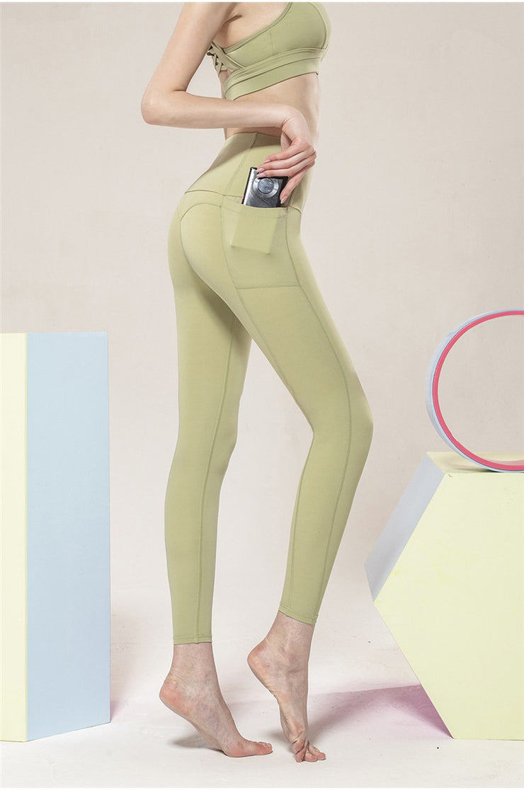 "Race You There" Solid High-Rise Leggings with Pockets