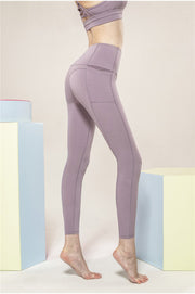 "Race You There" Solid High-Rise Leggings with Pockets