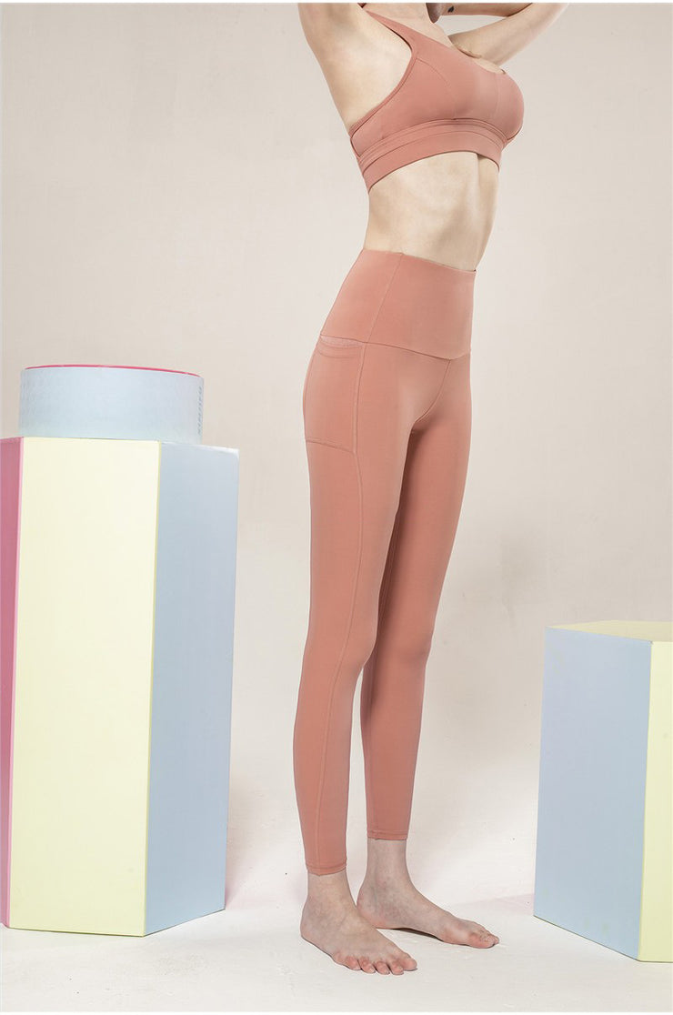 "Race You There" Solid High-Rise Leggings with Pockets