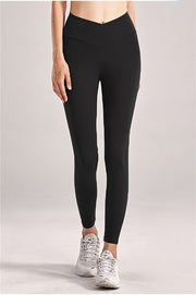 "Jumping For You" Solid Crossover High-Rise Leggings