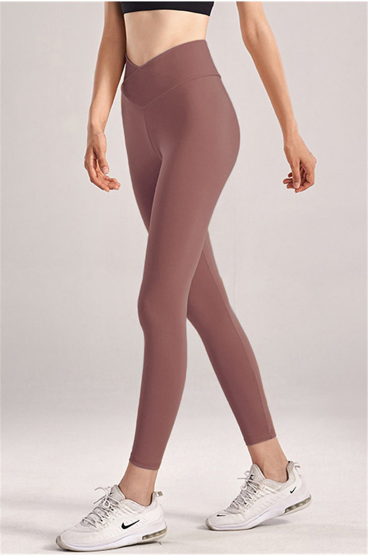 "Jumping For You" Solid Crossover High-Rise Leggings