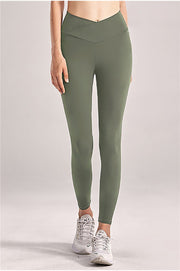 "Jumping For You" Solid Crossover High-Rise Leggings