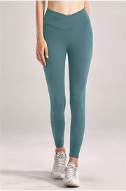 "Jumping For You" Solid Crossover High-Rise Leggings