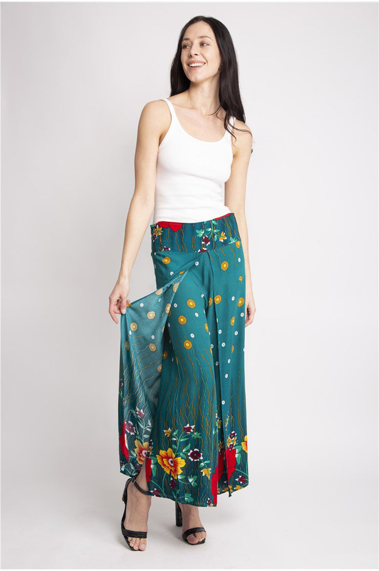 "Bohemian Wanderer" Floral Print Palazzo Pants