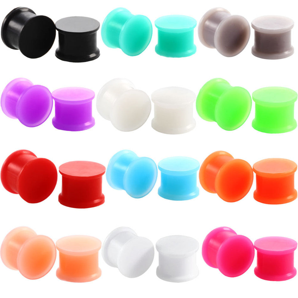 Ear Expander Stretcher Body Piercing Jewelry 8g-1 WBRWP 48pcs Ear Tunnels and Plugs Double Flared Hollow Soft Silicone Ear Gauges 