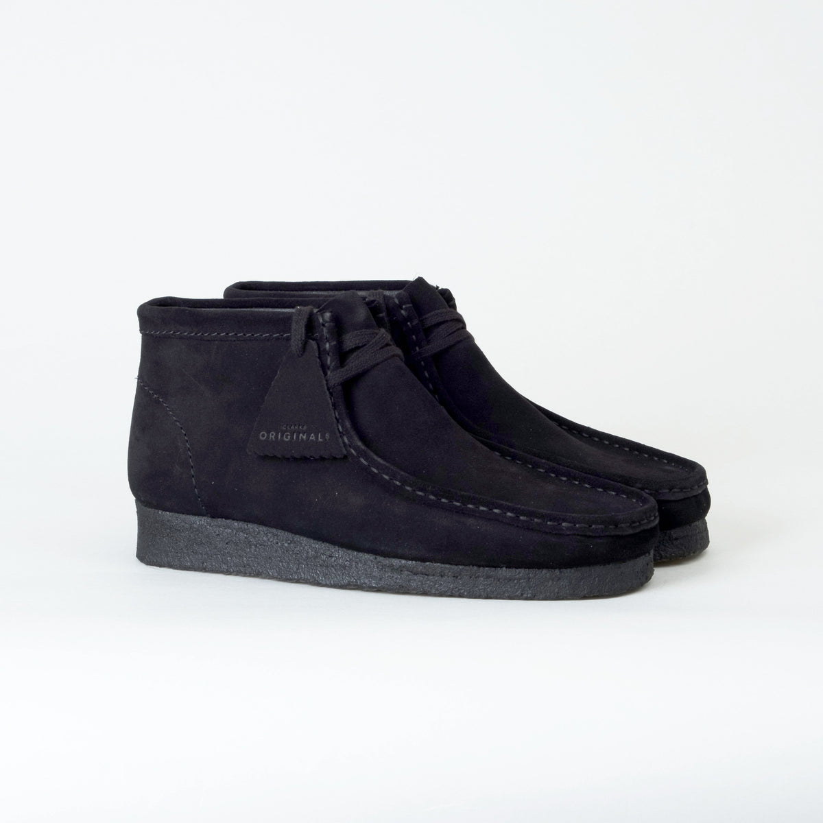 black suede wallabee shoes