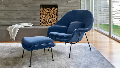 Shop Knoll Womb Chair in Blue Velvet at Palette and Parlor