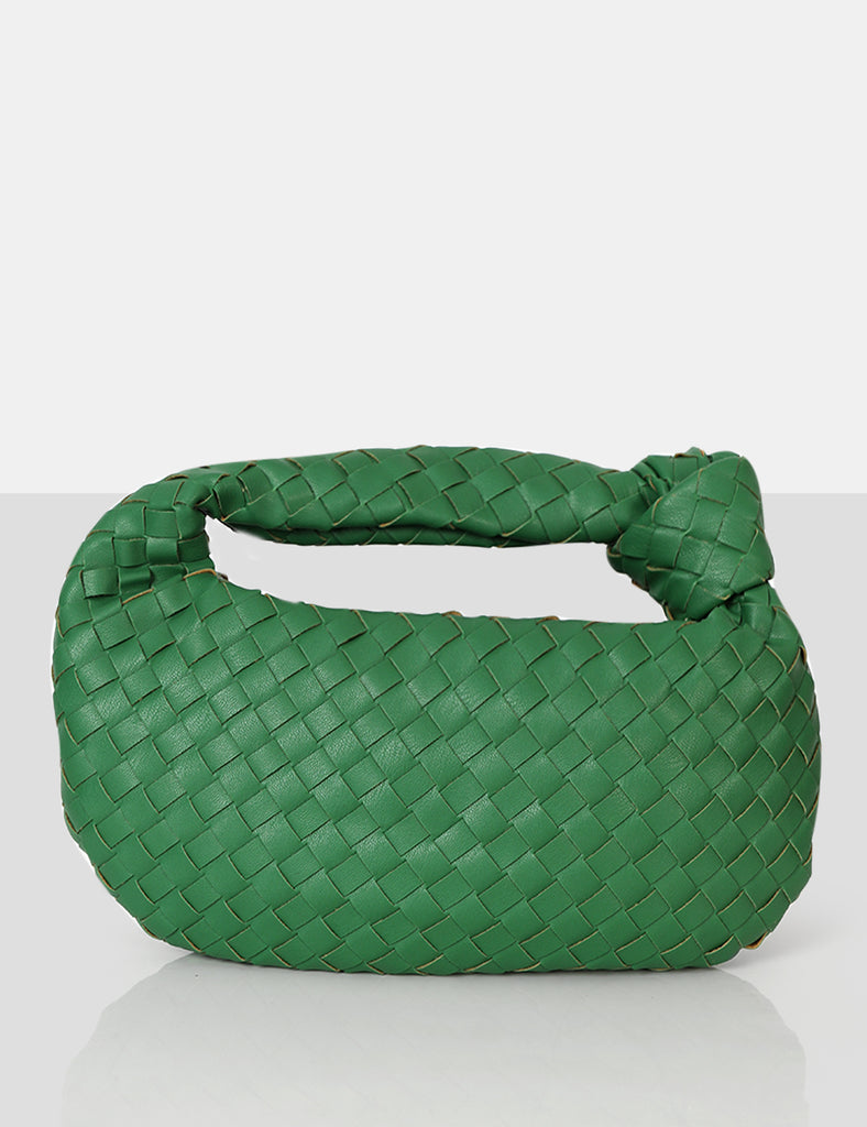 Blame Green Weave Knot Detail Handbag
 