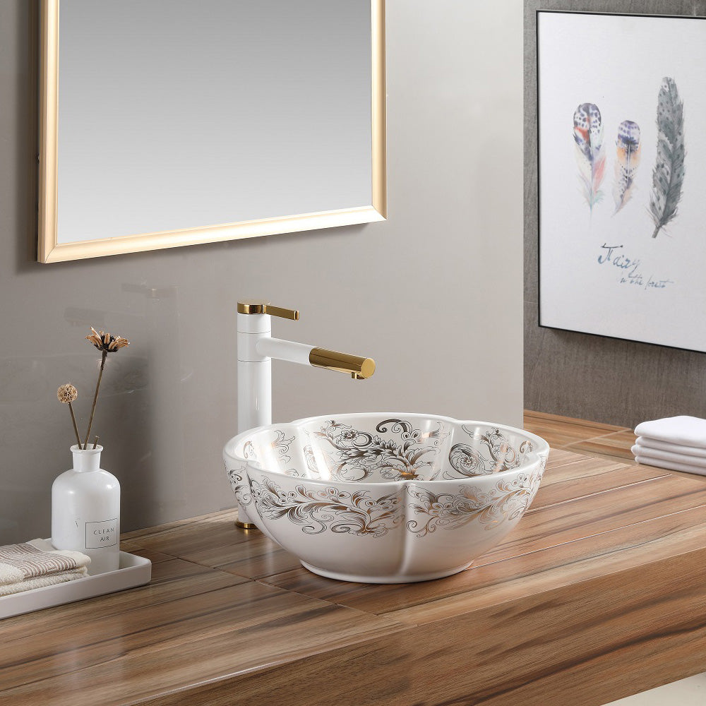 Unique Shape- Table Mounted White Bathroom Washbasin- FUAO