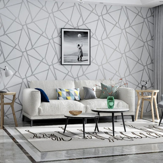 Modern Geometric Patterned Gray Wall Paper Abstract Design Wall Covering For Living Room Bedroom Study Home Office Boutique Or Salon Wall Decor Trending Interior Design