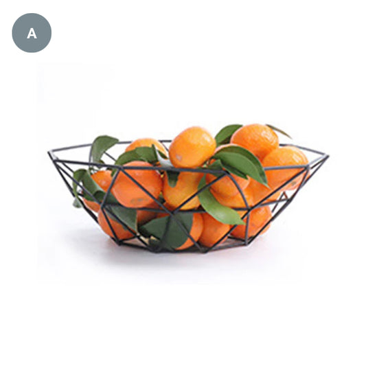 Geometric Metalwork Fruit Baskets Nordic Style Iron Art Tabletop Storage Bowls For Fruit And Snacks Modern Kitchenware Decor