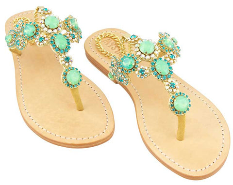 Mystique - Green Gold Multi Stone Sandal