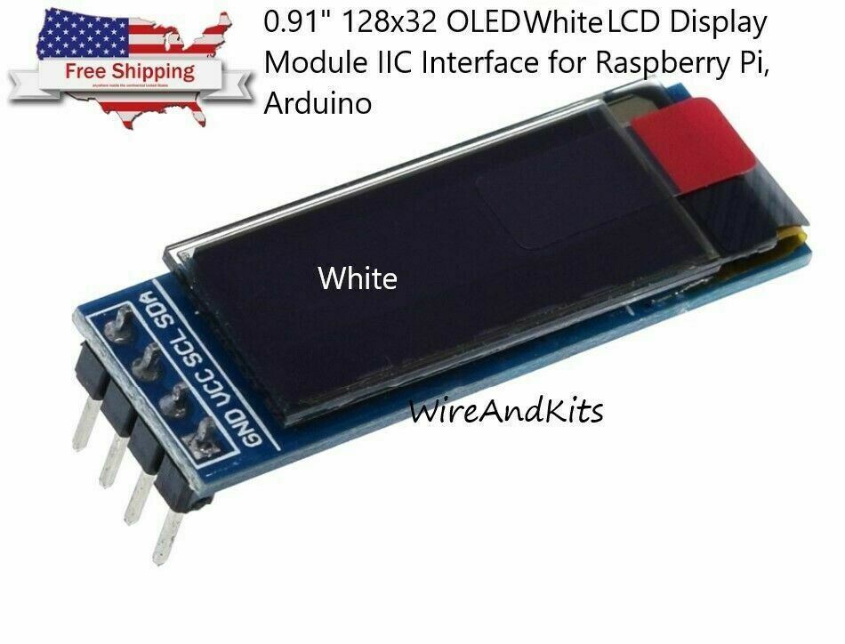 IIC I2C 0.91" 128x32 white OLED LCD Display Module 3.3v 5v For Arduino DI$mSTPK