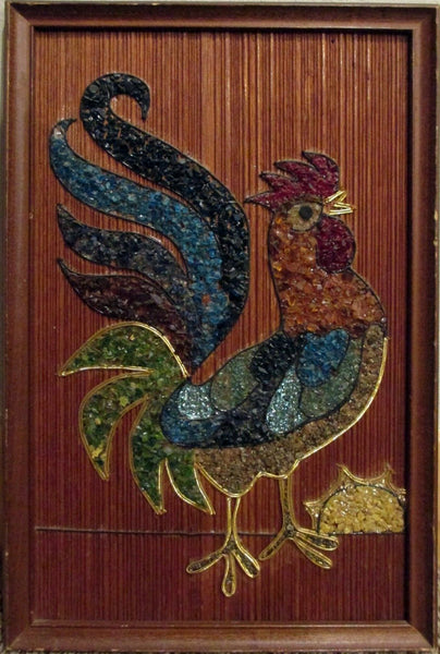 homemade rooster gravel art