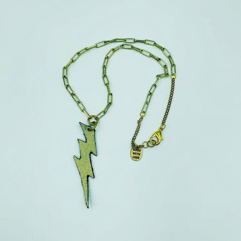 Leather Lightning Bolt Necklace by Amy Delson 