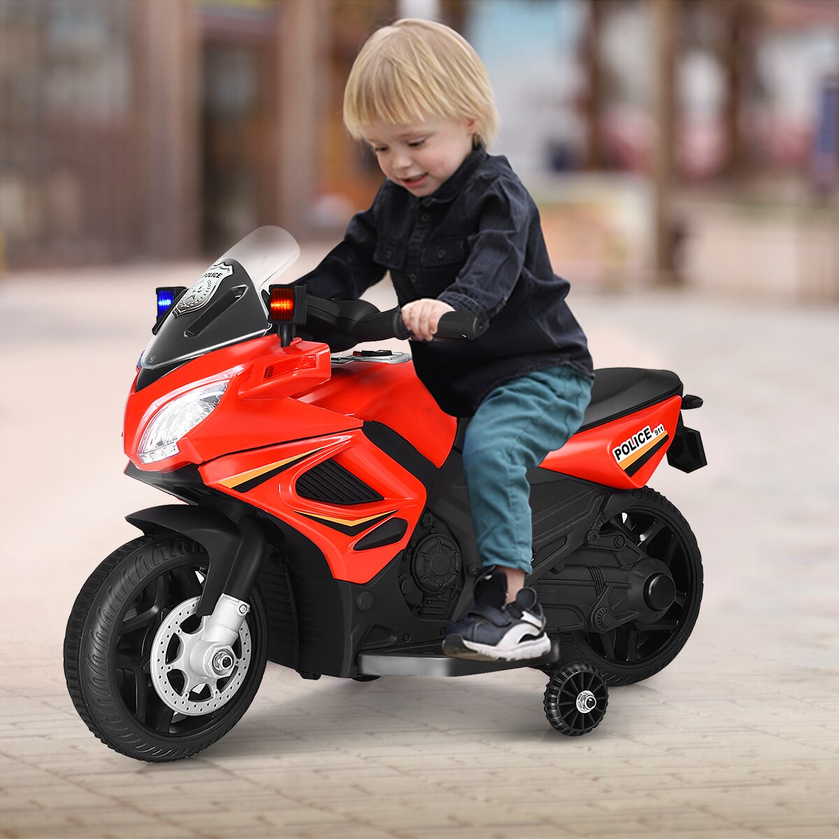 Kids Small Ride On Electric Police Motorcycle Bike Zincera
