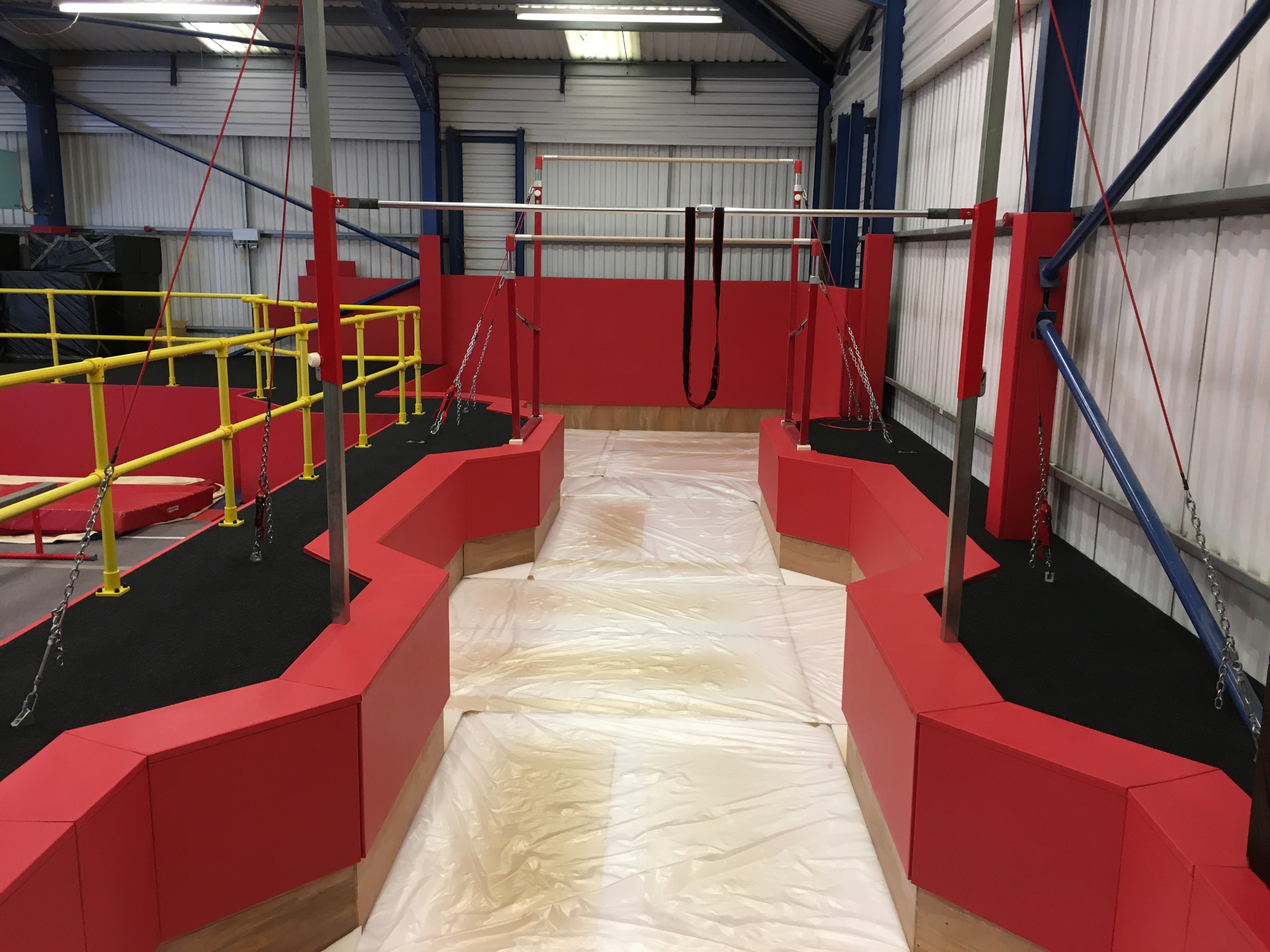 gymnastics trampoline and foam pit