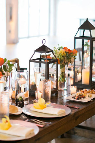 Black wedding lantern centerpieces