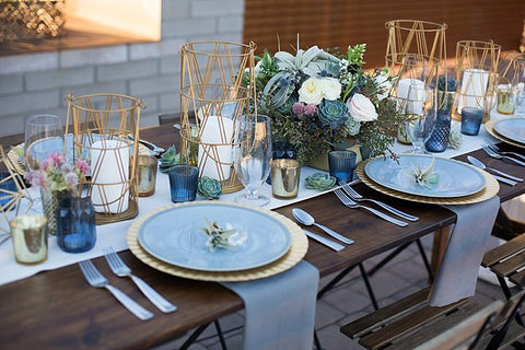 Blue and Geometric Wedding Decor