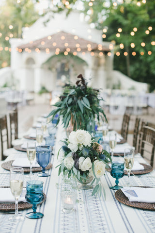 Blue outdoor summer wedding decor