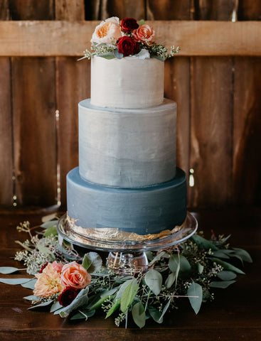 Blue ombre wedding cake