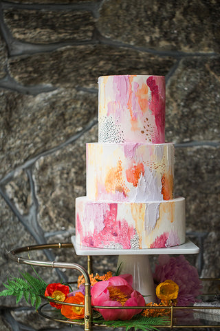 Bright and colorful wedding cake
