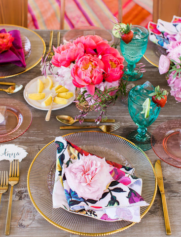 Coral and Turquoise Wedding Table Details