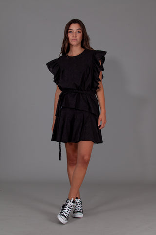 Vestido corto tirantes & fluido NEGRO