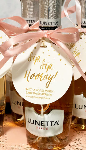 champagne baby shower tags sip sip hooray