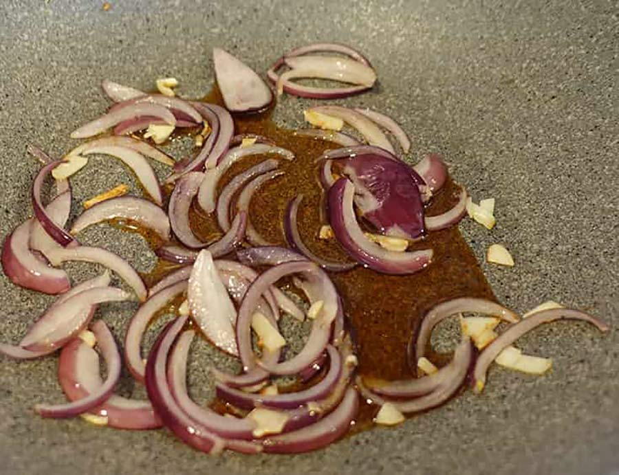 fry onions and garlic