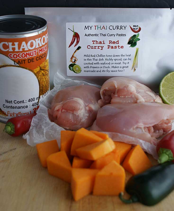 Ingredients for Thai Red Chicken Curry with Butternut Squash