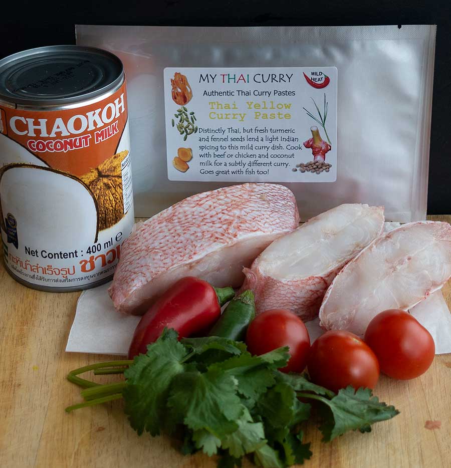 Thai fish curry ingredients 