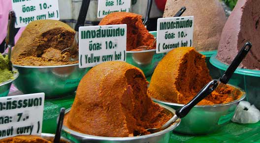 Fresh Thai curry paste in market