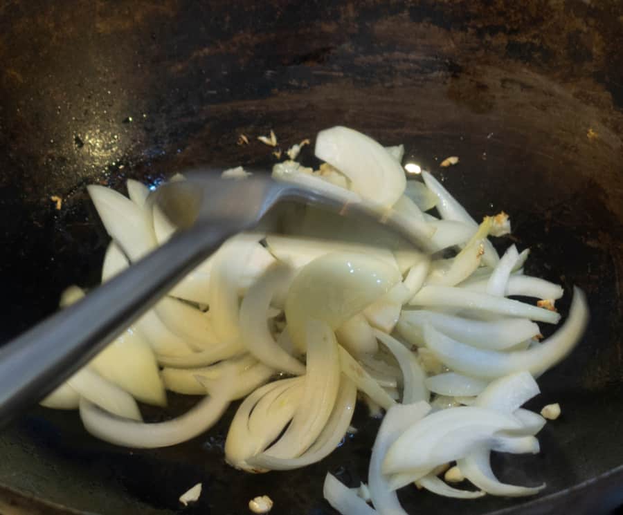 stir fry onions and garlic