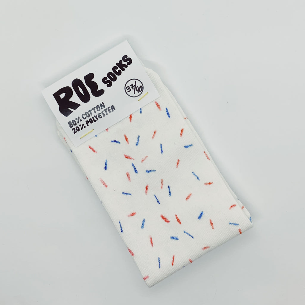 Red and Blue Sprinkle Pattern - Screenprinted socks